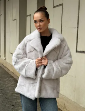 Светлый норковый полушубок