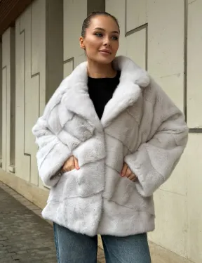 Светлый норковый полушубок