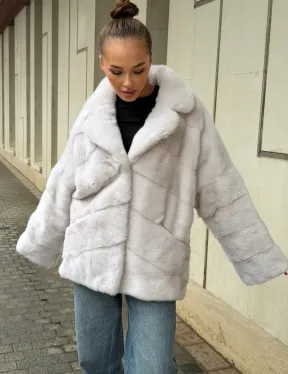 Светлый норковый полушубок