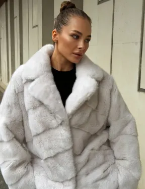 Светлый норковый полушубок