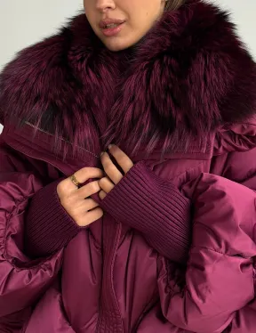 Пуховик с мехом чернобурки