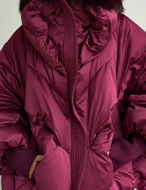 Пуховик с мехом чернобурки