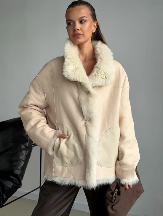 Двухсторонняя дубленка из меха тосканы