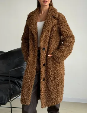 Коричневая двухсторонняя дубленка из экомеха