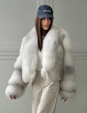 Шуба кроп-топ из лисы finnish cross fox