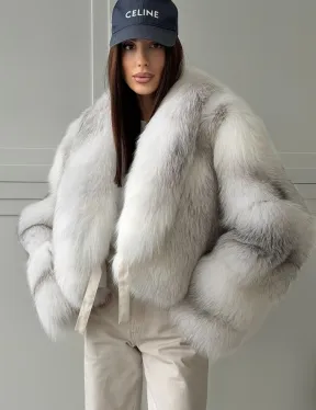 Шуба кроп-топ из лисы finnish cross fox