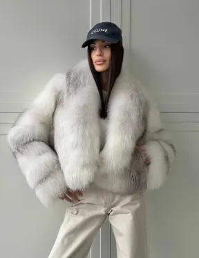 Шуба кроп-топ из лисы finnish cross fox