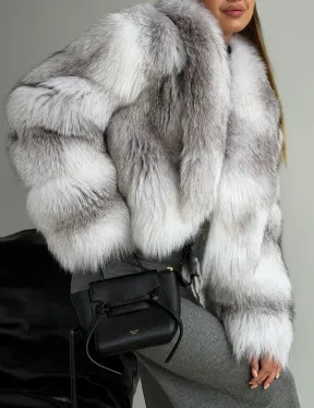 Шуба кроп-топ из лисы finnish cross fox
