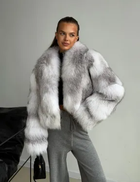 Шуба кроп-топ из лисы finnish cross fox