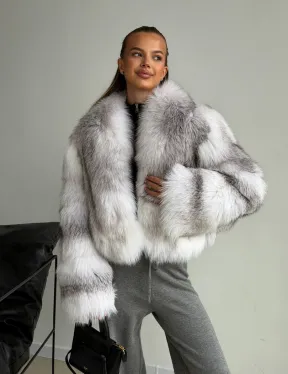 Шуба кроп-топ из лисы finnish cross fox