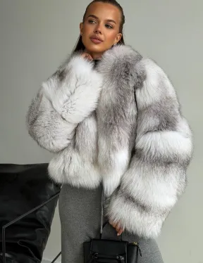 Шуба кроп-топ из лисы finnish cross fox