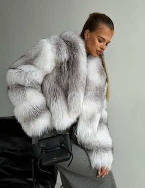 Шуба кроп-топ из лисы finnish cross fox