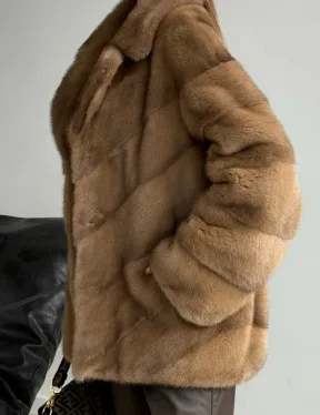 Норковый полушубок - английский воротник