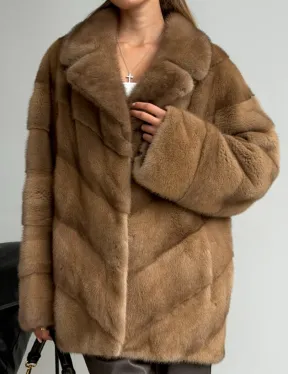 Норковый полушубок - английский воротник