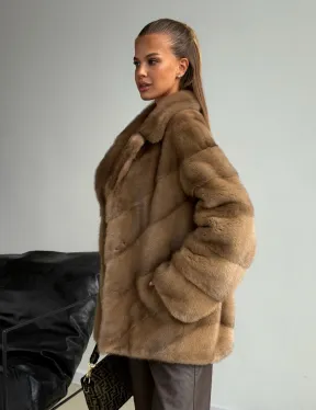 Норковый полушубок - английский воротник