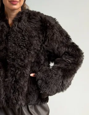 Дубленка кроп-топ из овчины калган