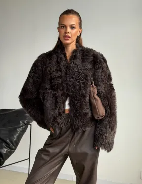 Дубленка кроп-топ из овчины калган
