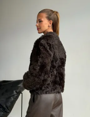 Дубленка кроп-топ из овчины калган