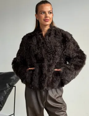 Дубленка кроп-топ из овчины калган