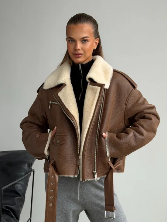 Короткая косуха-дубленка из овчины