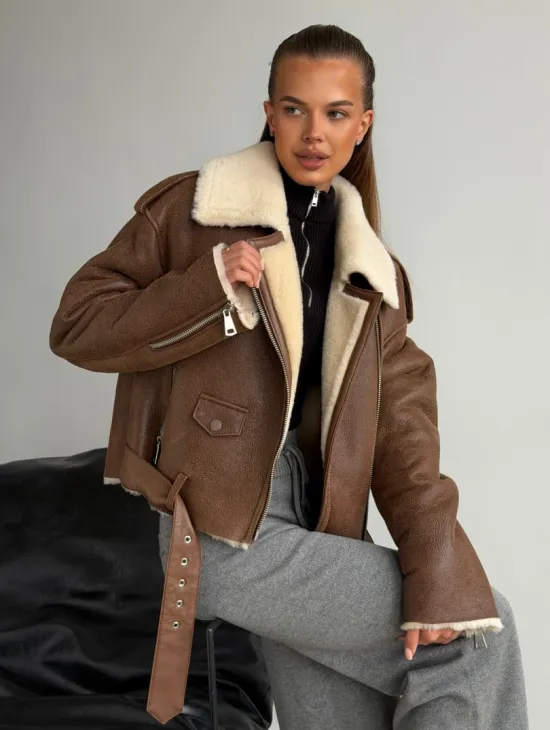 Короткая косуха-дубленка из овчины