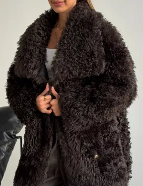 Дублёнка коричневая из овчины - тиградо