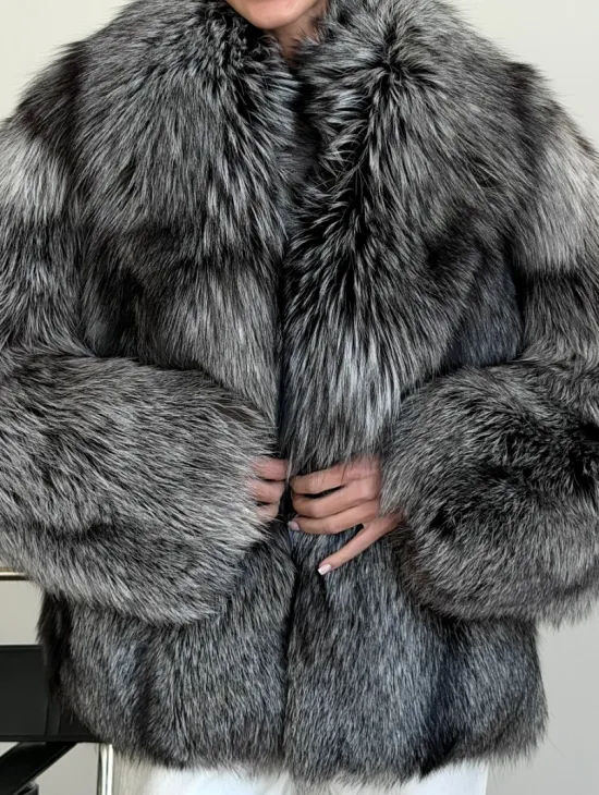 Шуба чернобурка - воротник шаль