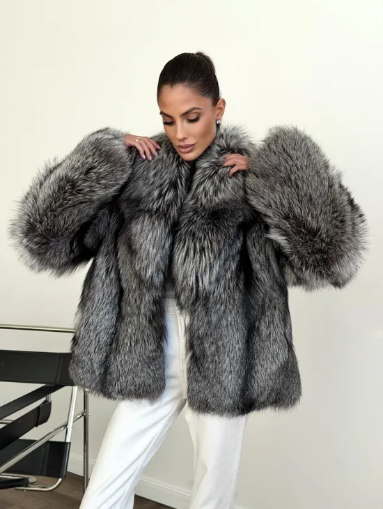 Шуба чернобурка - воротник шаль