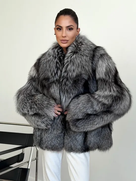 Шуба чернобурка - воротник шаль