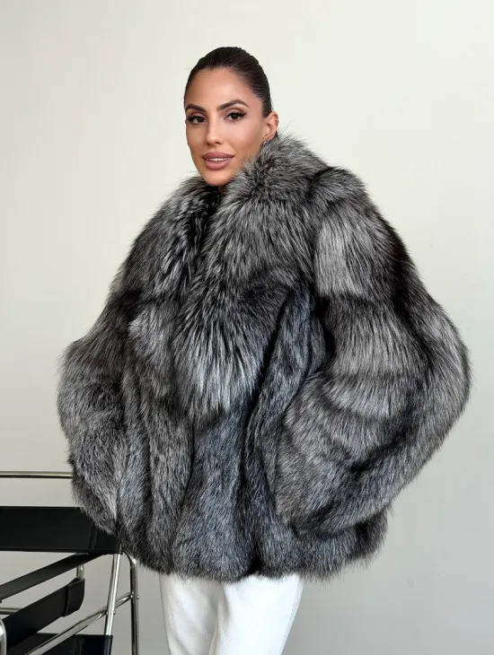 Шуба чернобурка - воротник шаль
