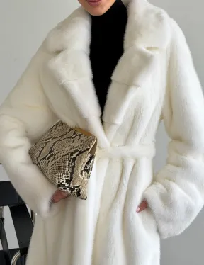 Белая норковая шуба в пол