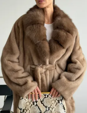 Шуба норковая с воротником куница - летучая мышь