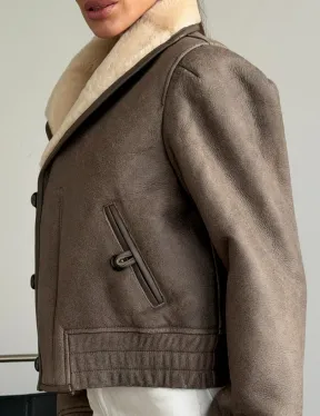 Короткая дубленка - воротник шаль