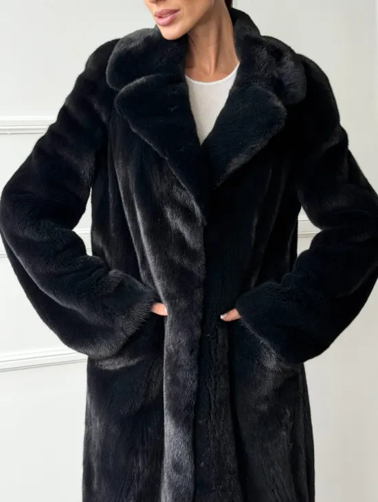 Норковая шуба с английским воротником