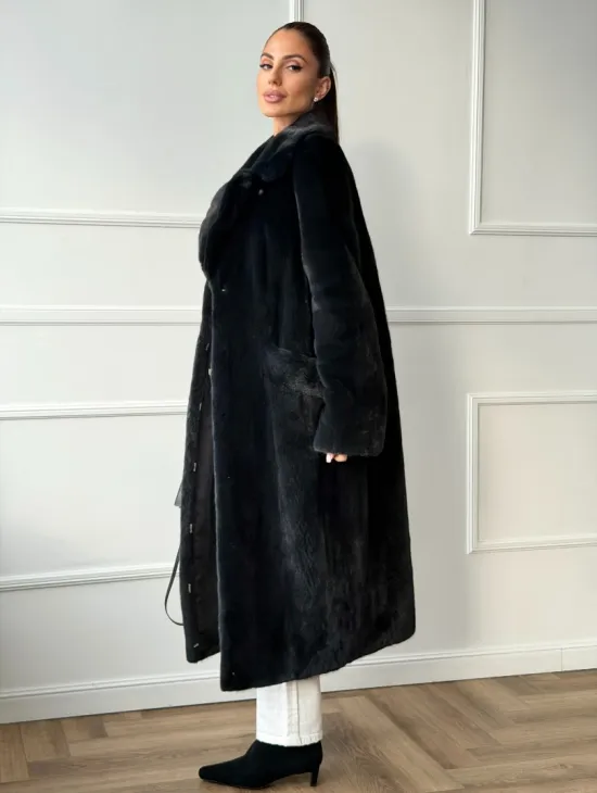 Норковая шуба с английским воротником