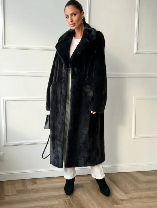 Норковая шуба с английским воротником