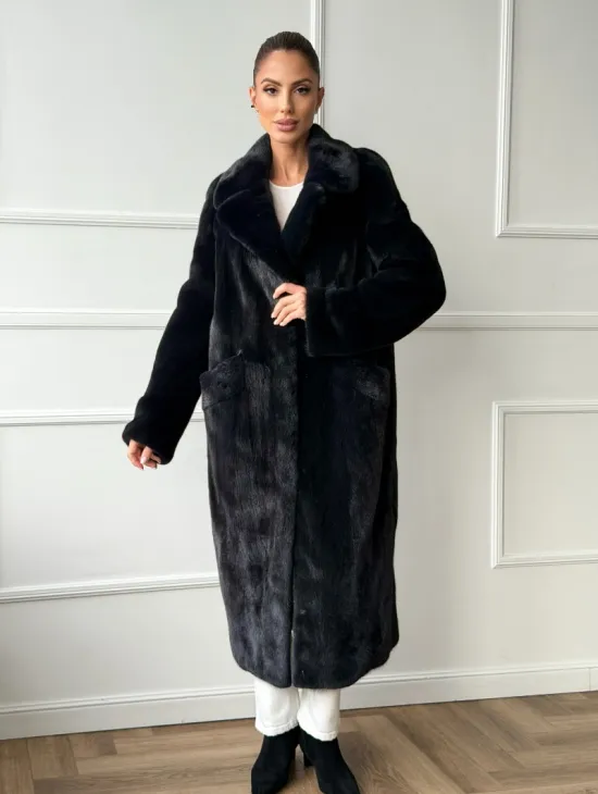 Норковая шуба с английским воротником