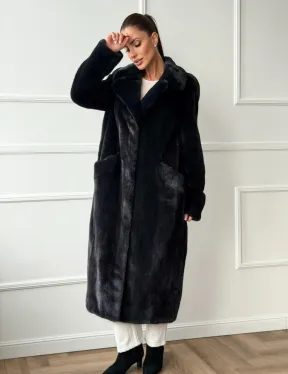 Норковая шуба с английским воротником