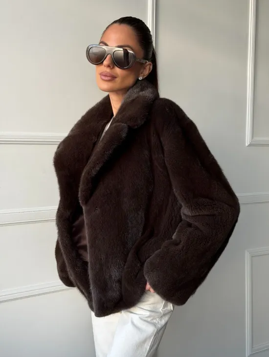 Пиджак норковый - английский воротник