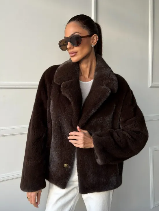 Пиджак норковый - английский воротник