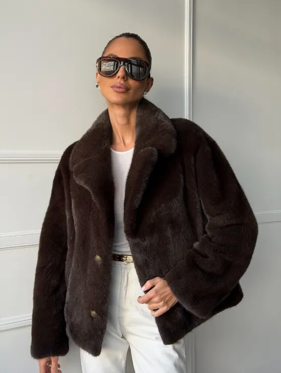 Пиджак норковый - английский воротник