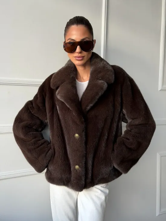 Пиджак норковый - английский воротник