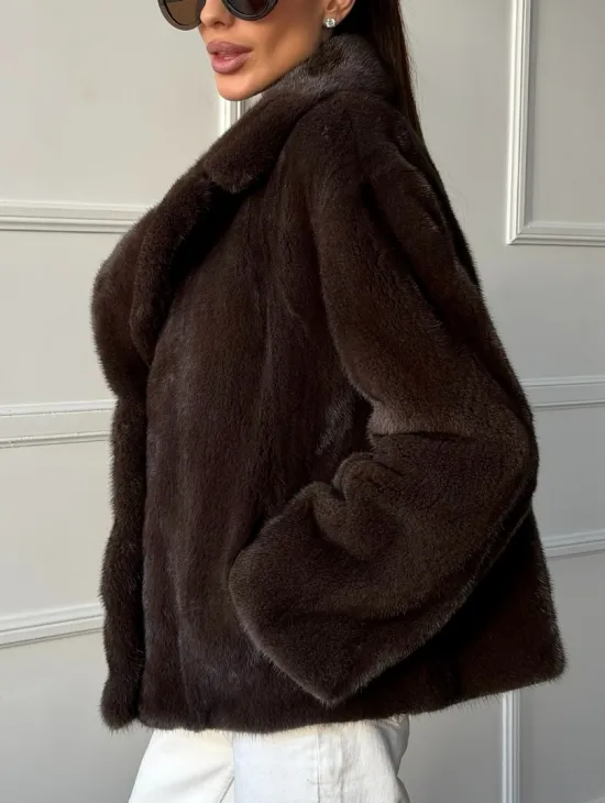 Пиджак норковый - английский воротник