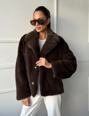 Пиджак норковый - английский воротник