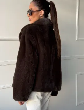 Пиджак норковый - английский воротник