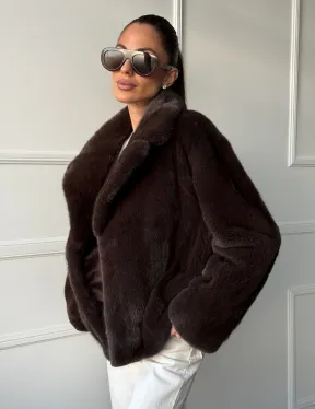 Пиджак норковый - английский воротник