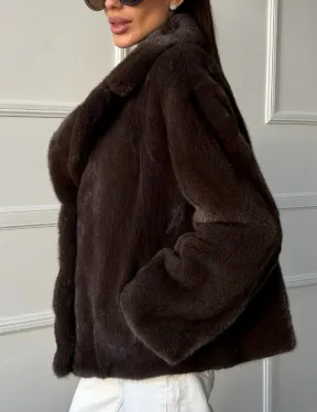 Пиджак норковый - английский воротник