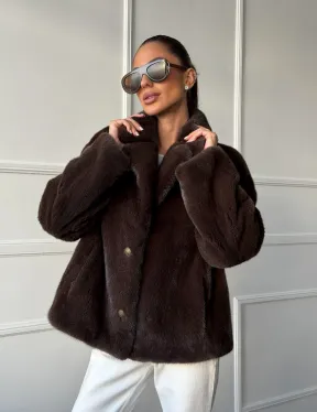 Пиджак норковый - английский воротник