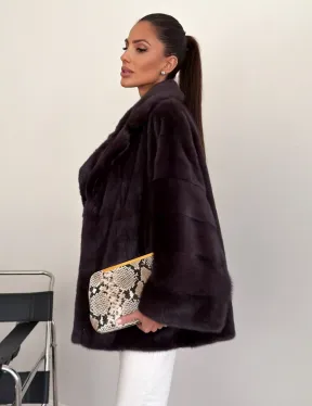 Норковый полушубок - цвет инжир