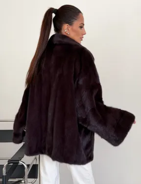Норковый полушубок - цвет инжир